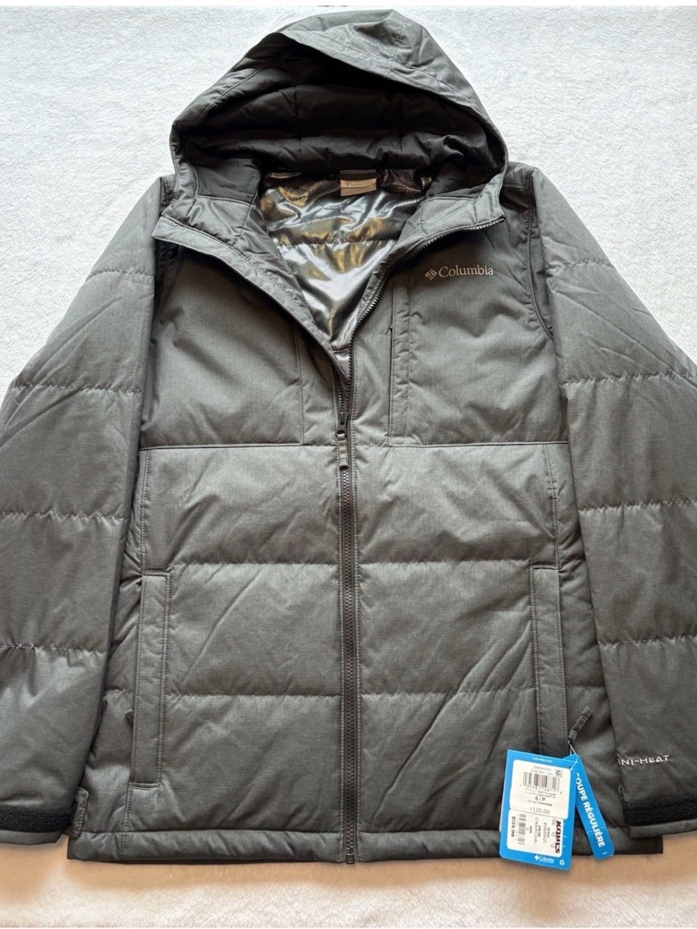 Columbia Men’s Dark Gray Hooded Insulated Ski Jacket